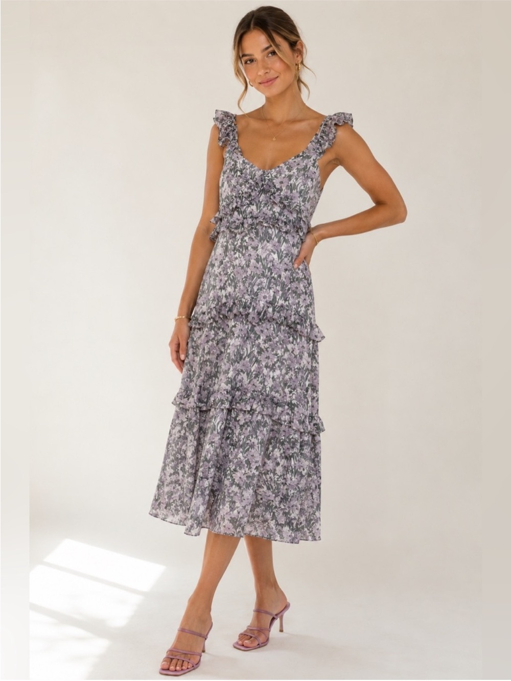 O.P.T x Tuckernuck | Ingrid Floral Ruffle Midi Dress  - Size XS